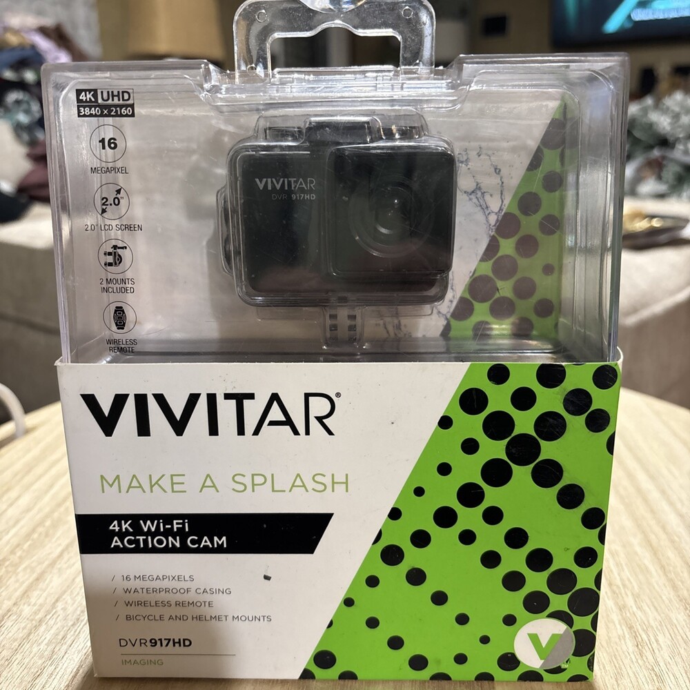 New Sealed Vivitar DVR 917HD 4K Action Camera Waterproof Remote Mounts